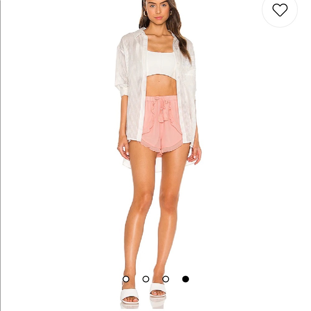 Revolve Lovers + Friends Serene Short in Blush Sheer Ruffle Tassle